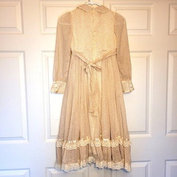 SOLD 1970s VTG GUNNE SAX Prairie Dress Floral Cottage Lace Home 7 French Country - Picture 2 of 16